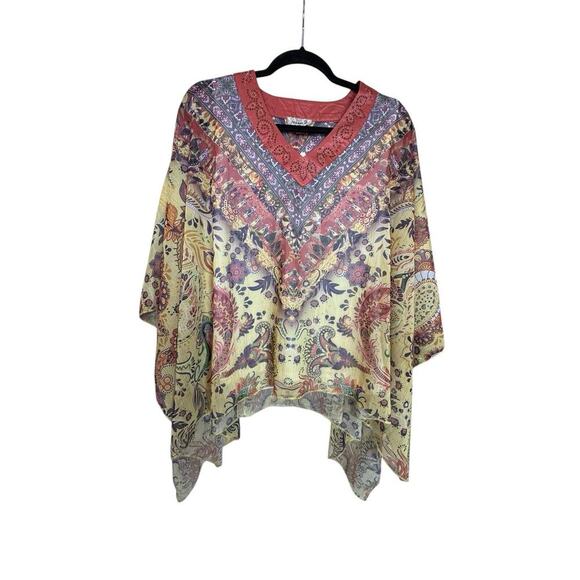One World Tunic Boho Blouse With Wide Arms Lined For Comfort Hippi Festival Top - Picture 1 of 8